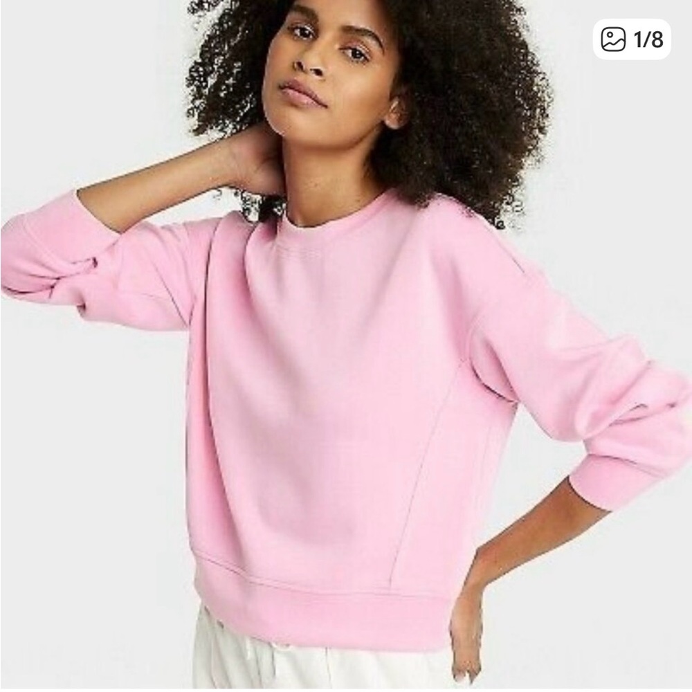 All In Motion Womens Sandwash Crewneck Pullover, pink, size L